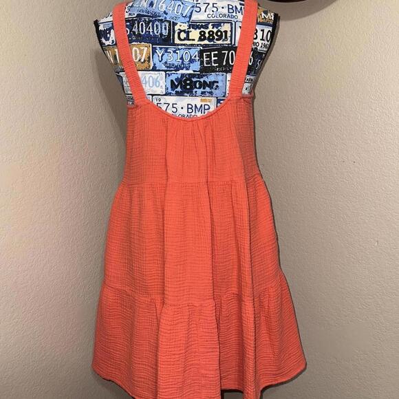 ‘Marine Layer’ orange coral boho chic mini dress - Picture 2 of 3